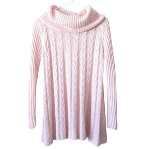 North Style Baby Pink Cable Knit Cowl/Turtleneck Sweater Women Sm Bella Swan Y2K